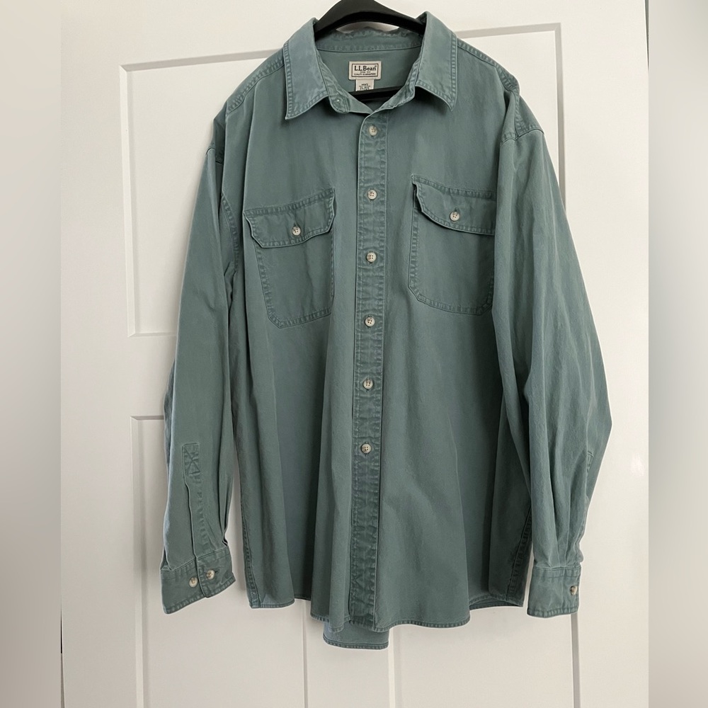 L.L. Bean Stonewashed Green Cotton shirt